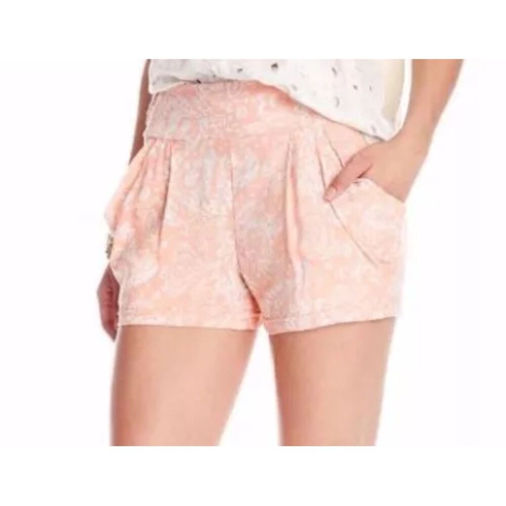 FREE PEOPLE Peach Tea Combo Paisley Print Draped Pocket Short